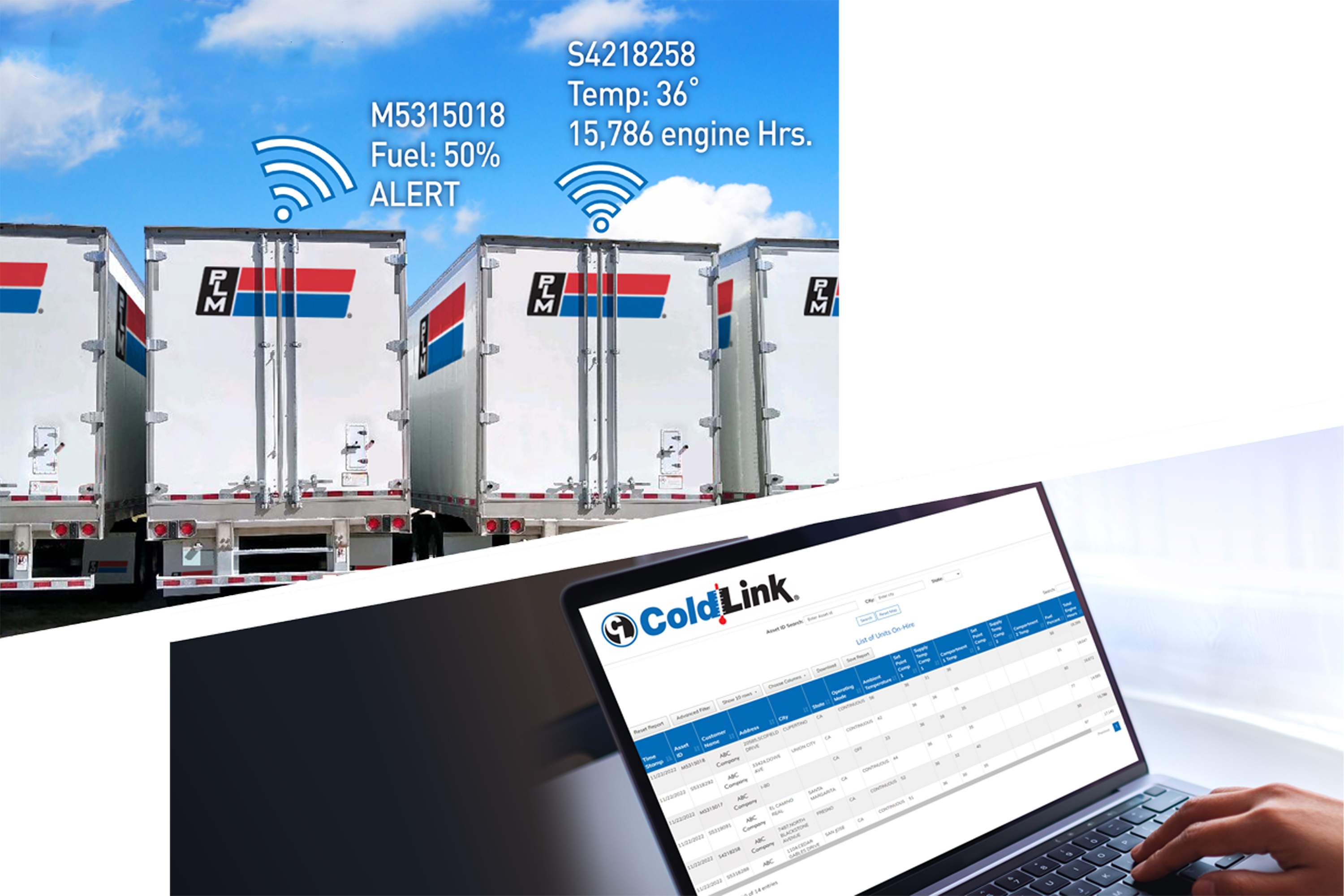 PLM Fleet ColdLink refrigerated trailer telematics.