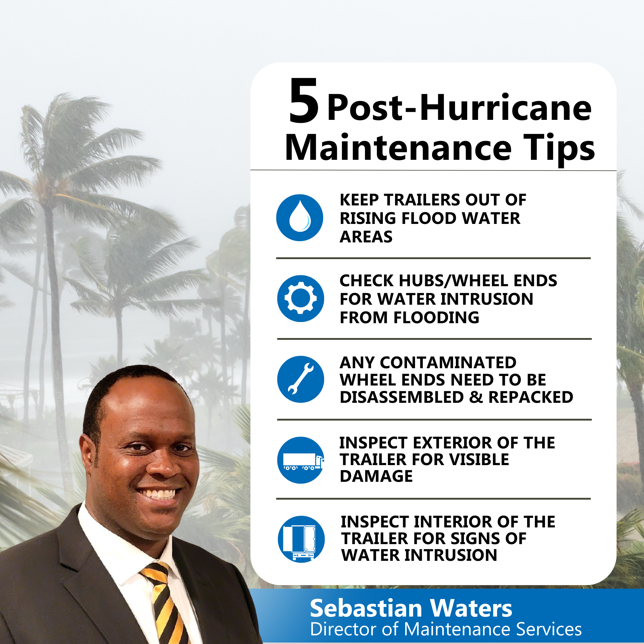 5 post-hurricane maintenance tips for refrigerated trailers from PLM Fleet.